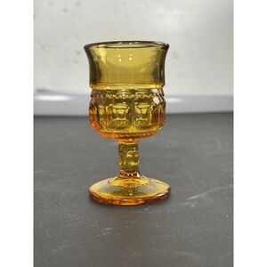 Indiana Glass Amber Kings Crown Thumbprint Cordial Wine Juice Glass 4.5 in